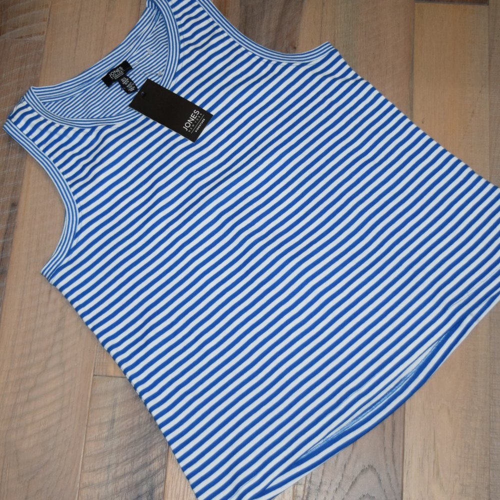 NWT Jones New York Signature Sleeveless Striped Knit Tank Top Shirt Tunic $60 M
